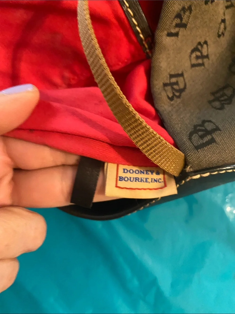 Dooney & Bourke Gray Monogram Hobo with Black Leather Strap and Silver Hardware